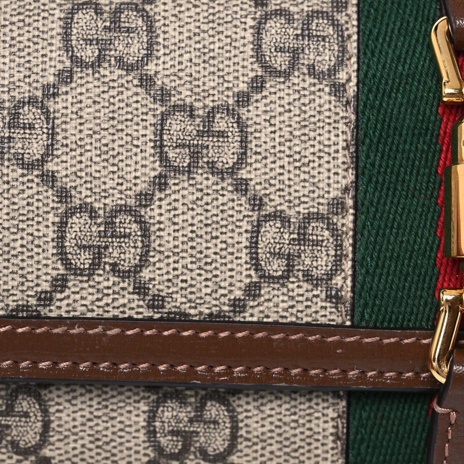 Gucci GG Supreme Monogram Azalea Calfskin Web Jackie 1961 Chain Wallet Beige Ebony Brown Sugar 11 of 17