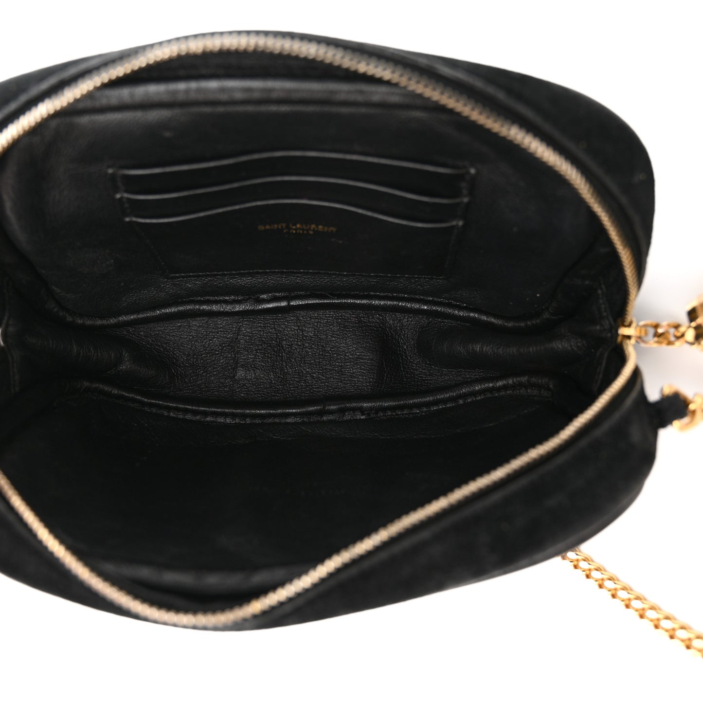 Suede Matelasse Monogram Mini Lou Camera Bag Black
