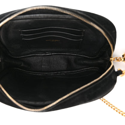 Saint Laurent Suede Matelasse Monogram Mini Lou Camera Bag Black 5 of 18