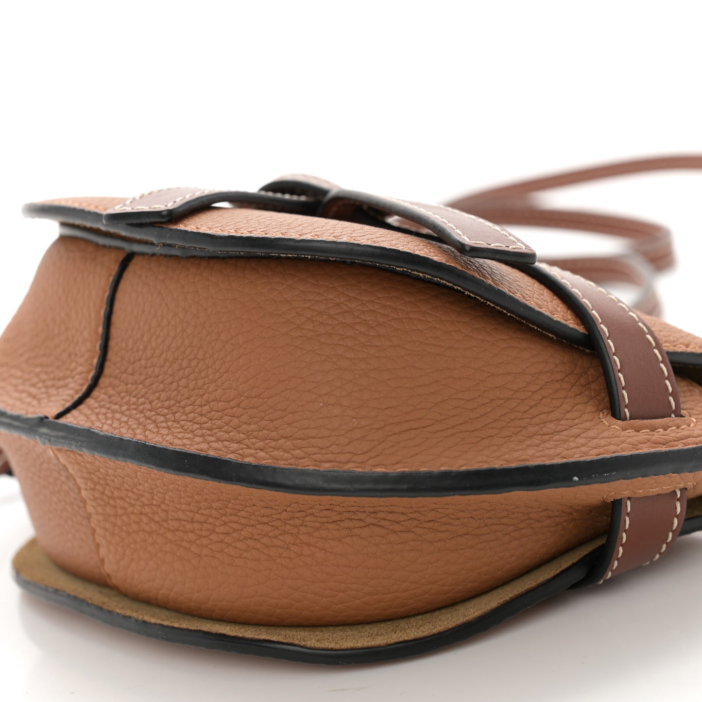 Grained Calfskin Mini Gate Crossbody Bag Caramel Pecan