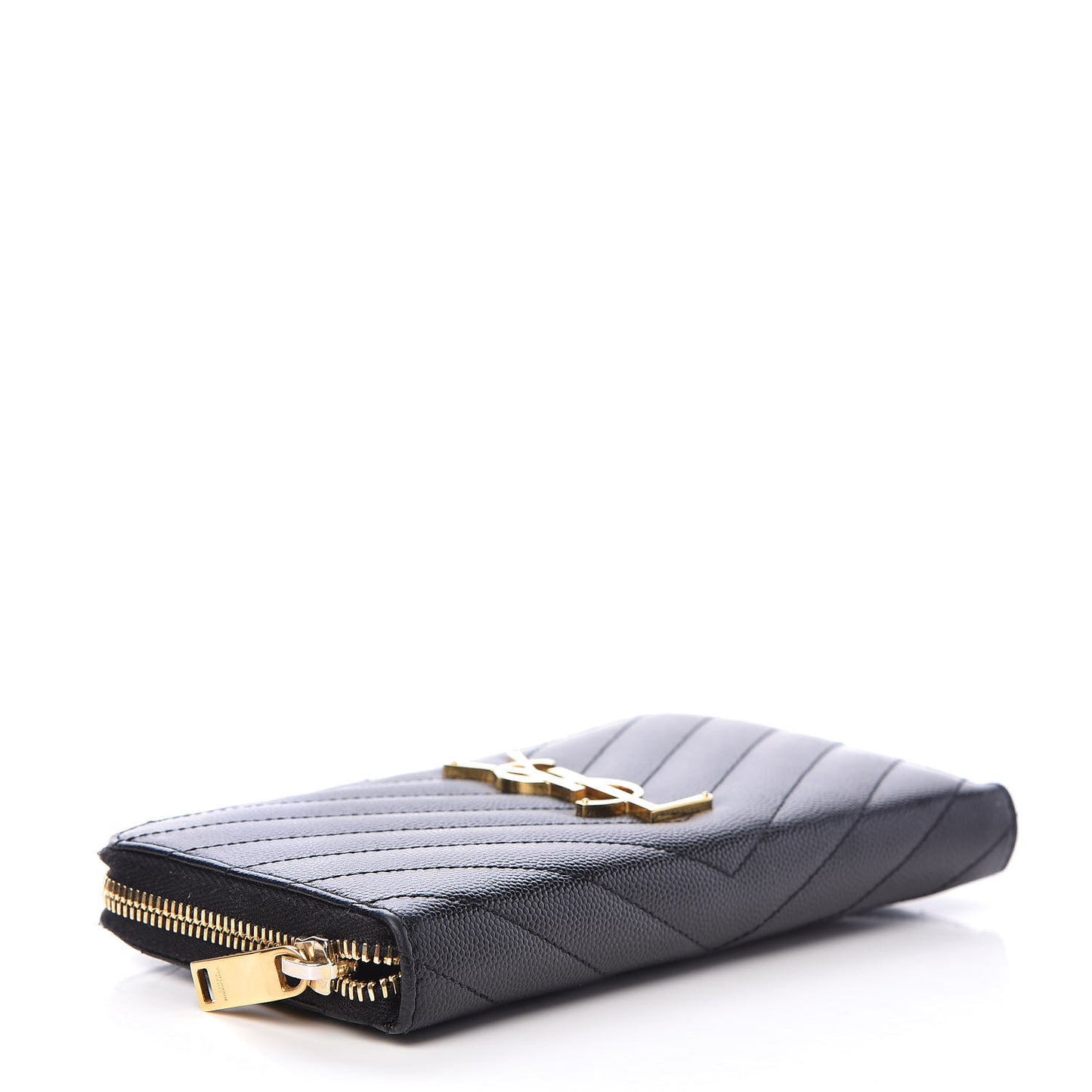 Grain De Poudre Matelasse Chevron Monogram Zip Around Wallet Black