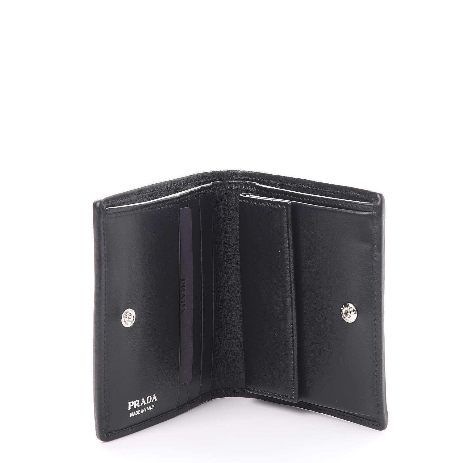 Prada Soft Calfskin Impunture Diagramme Wallet Black 5 of 8