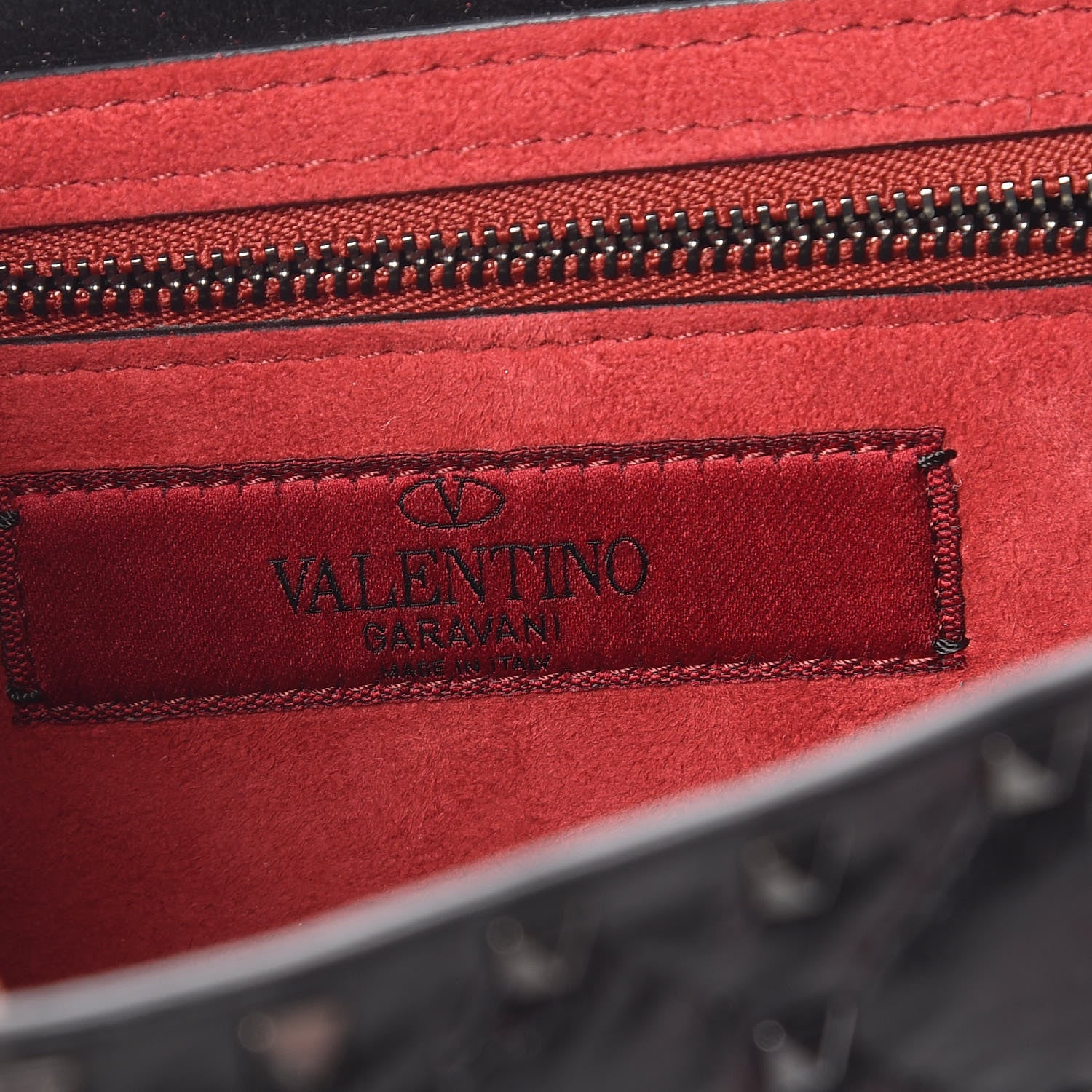 Valentino Garavani Craquele Nappa Rockstud Spike Wallet on Chain Black 6 of 10
