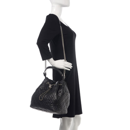 Chanel Lambskin Quilted CC Chain Bucket Bag Black 2 of 16