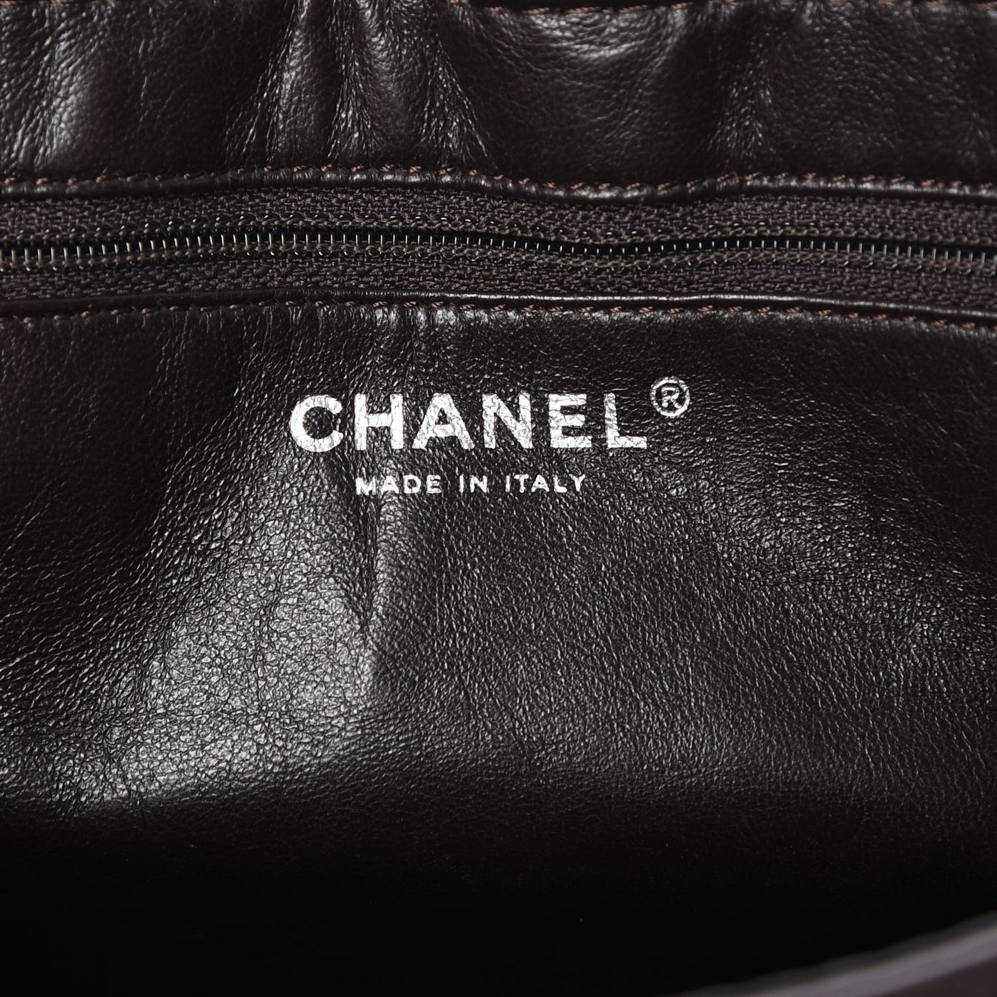 Caviar Half Moon Large Flap Dark Brown