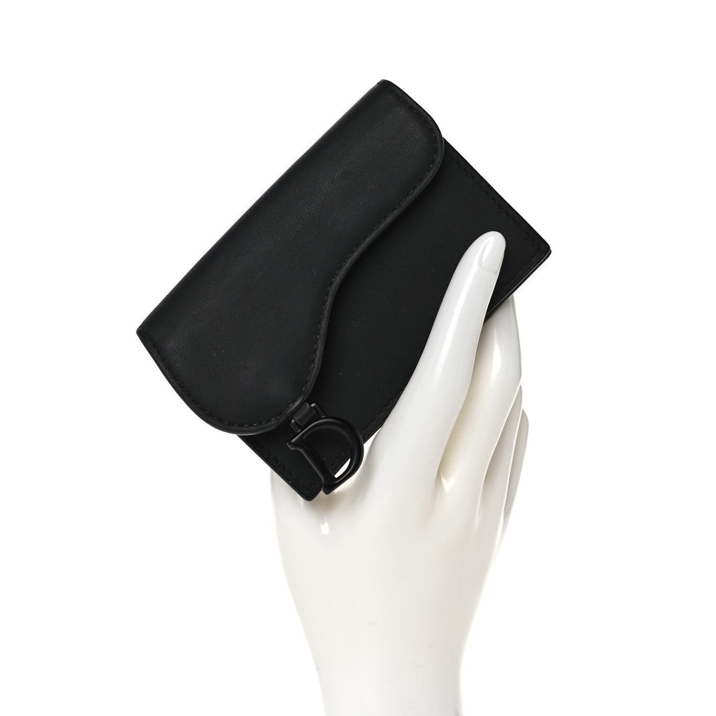 Ultra Matte Calfskin Saddle Card Holder Black