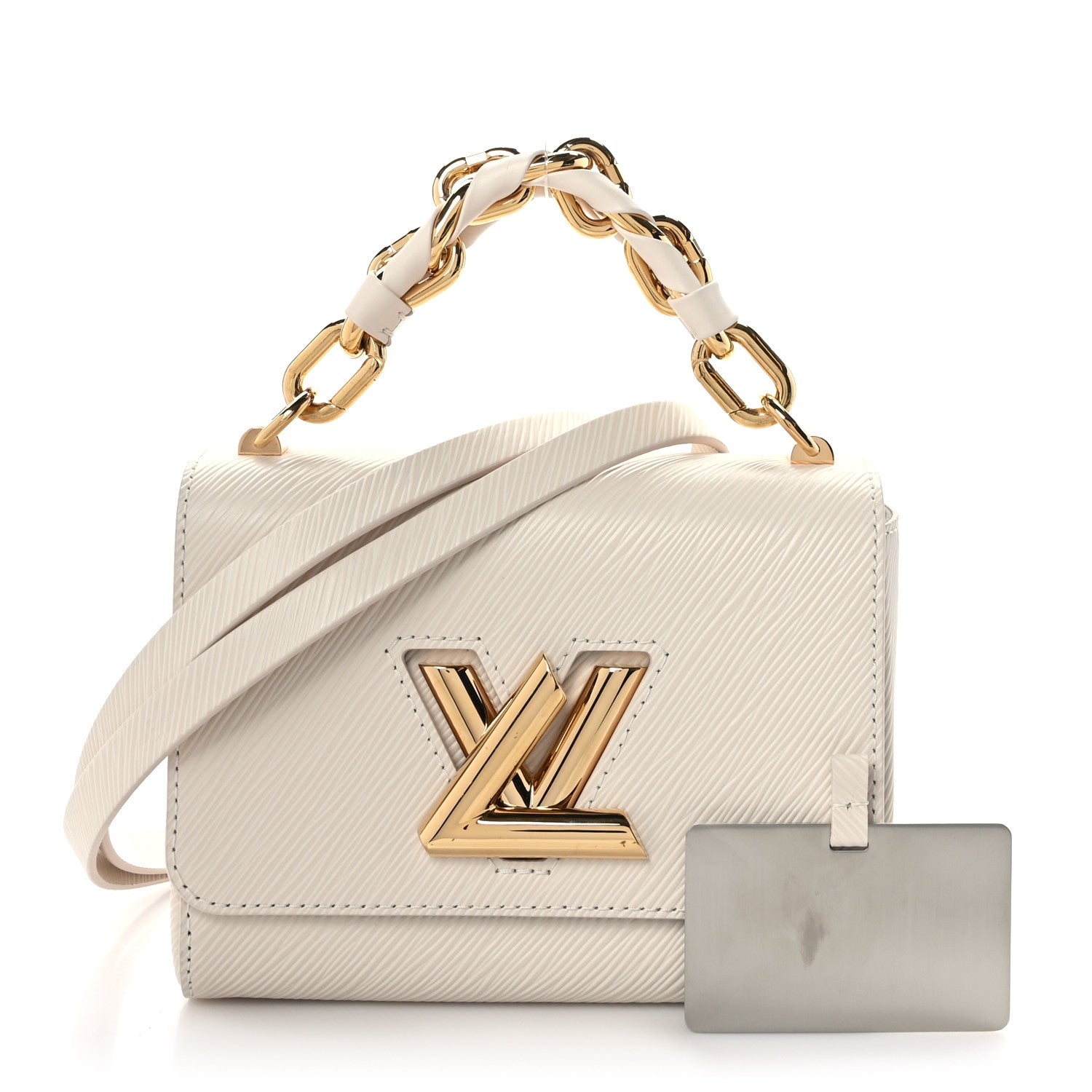 Louis Vuitton Epi Twist Braided Chain Shoulder Bag PM Quartz White 3 of 9