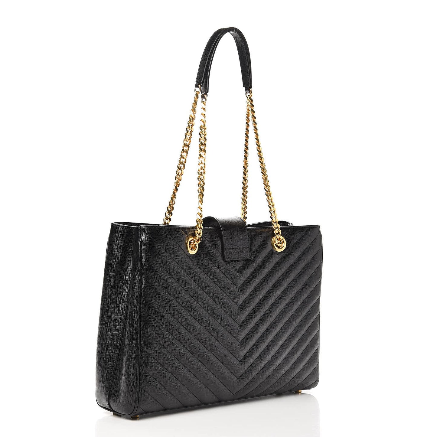 Grain De Poudre Matelasse Chevron Monogram Shopping Bag Black