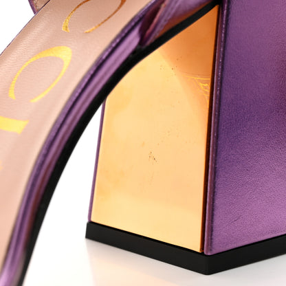 Gucci Metallic Nappa Horsebit Cross Strap 95mm Sandals 38.5 Violet 15 of 19