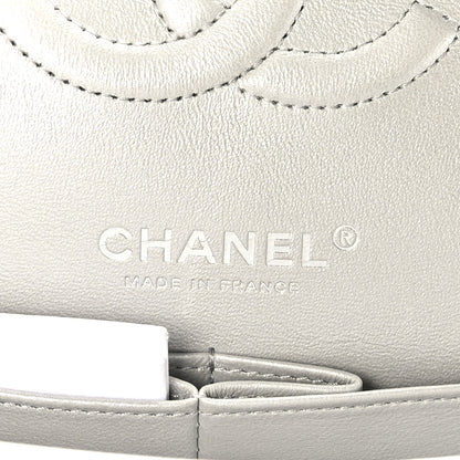 Chanel Glittered Metallic Caviar Quilted Medium Double Flap Silver 6 of 10
