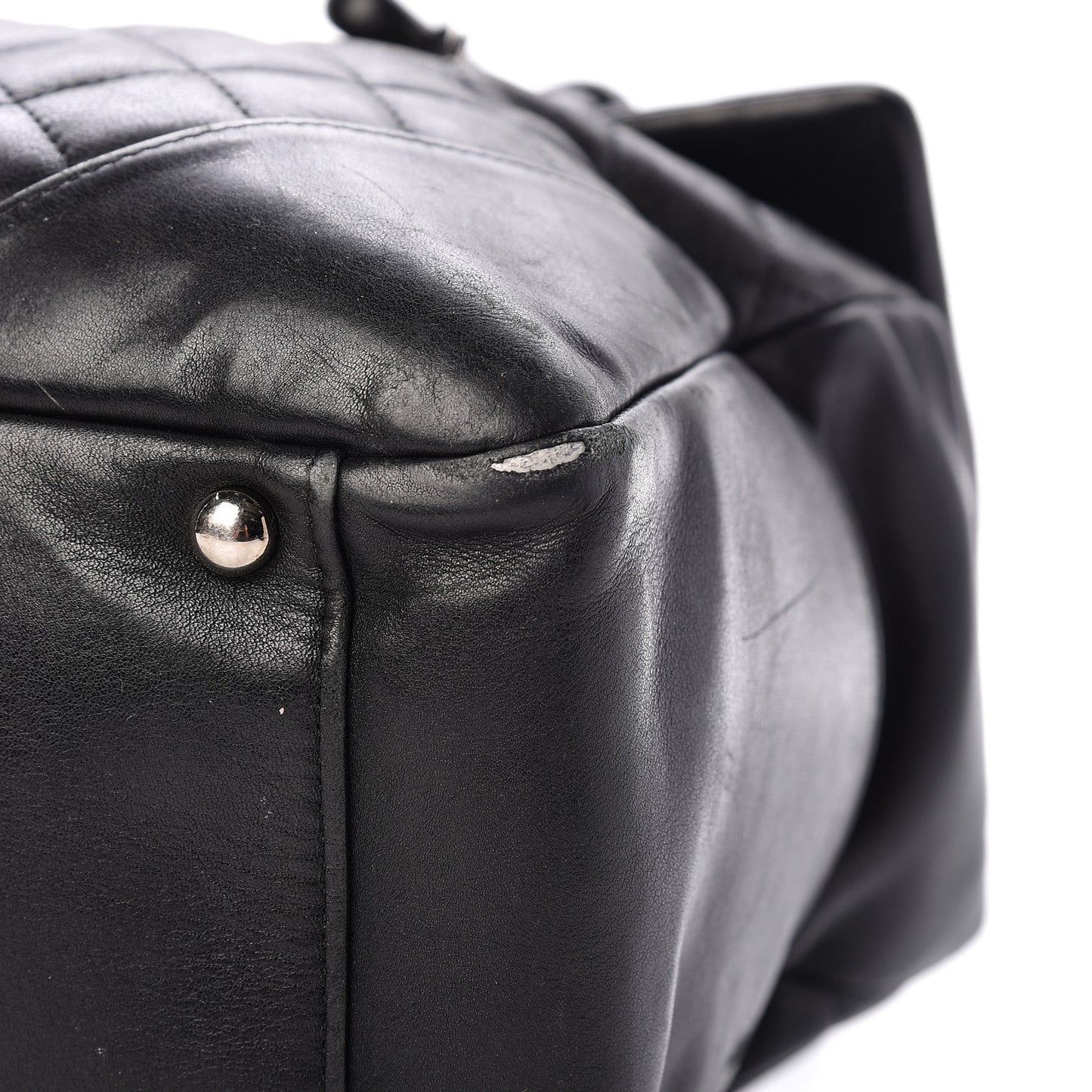 Calfskin Quilted Large Cambon Flap Black