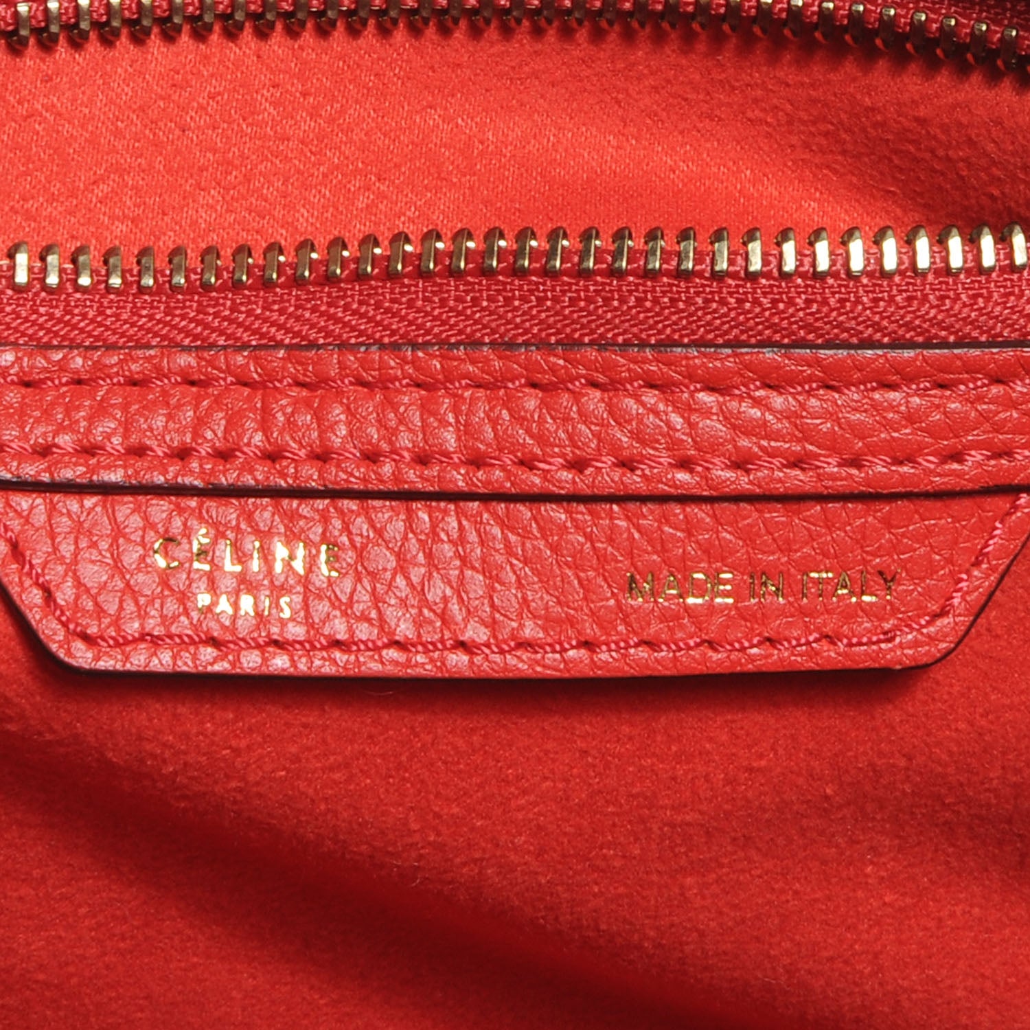 Celine Drummed Leather Micro Luggage Coquelicot 12 of 12