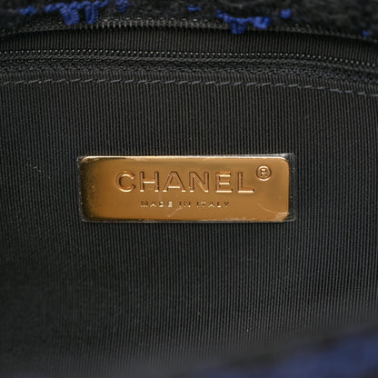 Chanel Tweed Quilted Medium Chanel 19 Flap Black Navy Gold 6 of 11