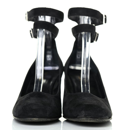 Saint Laurent Suede Babies Ankle Strap Pumps 37.5 Black 2 of 4
