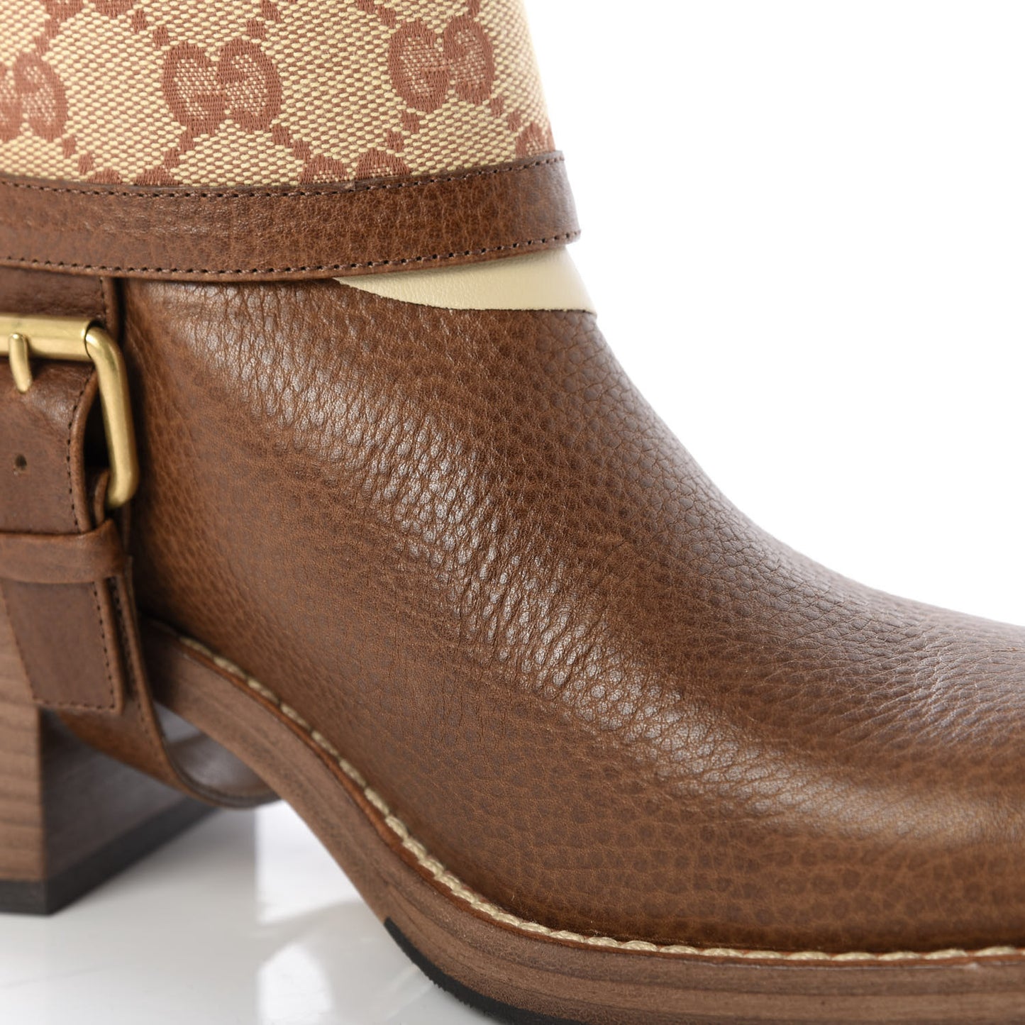GG Monogram Calfskin Lola Tall Boots 39 Beige Ruggine Cuir