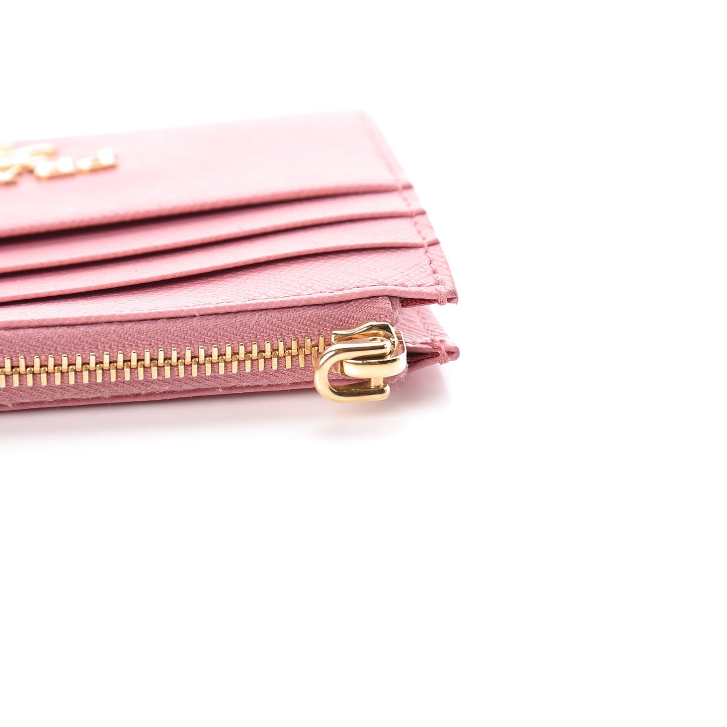 Saffiano Metal Zip Card Holder Peonia