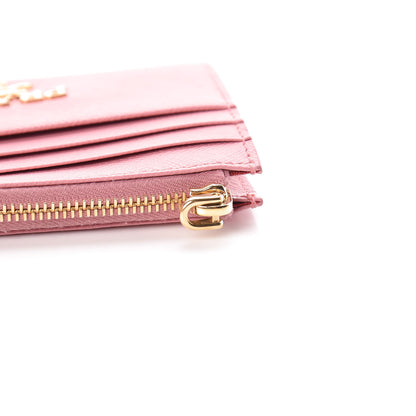 Prada Saffiano Metal Zip Card Holder Peonia 5 of 7