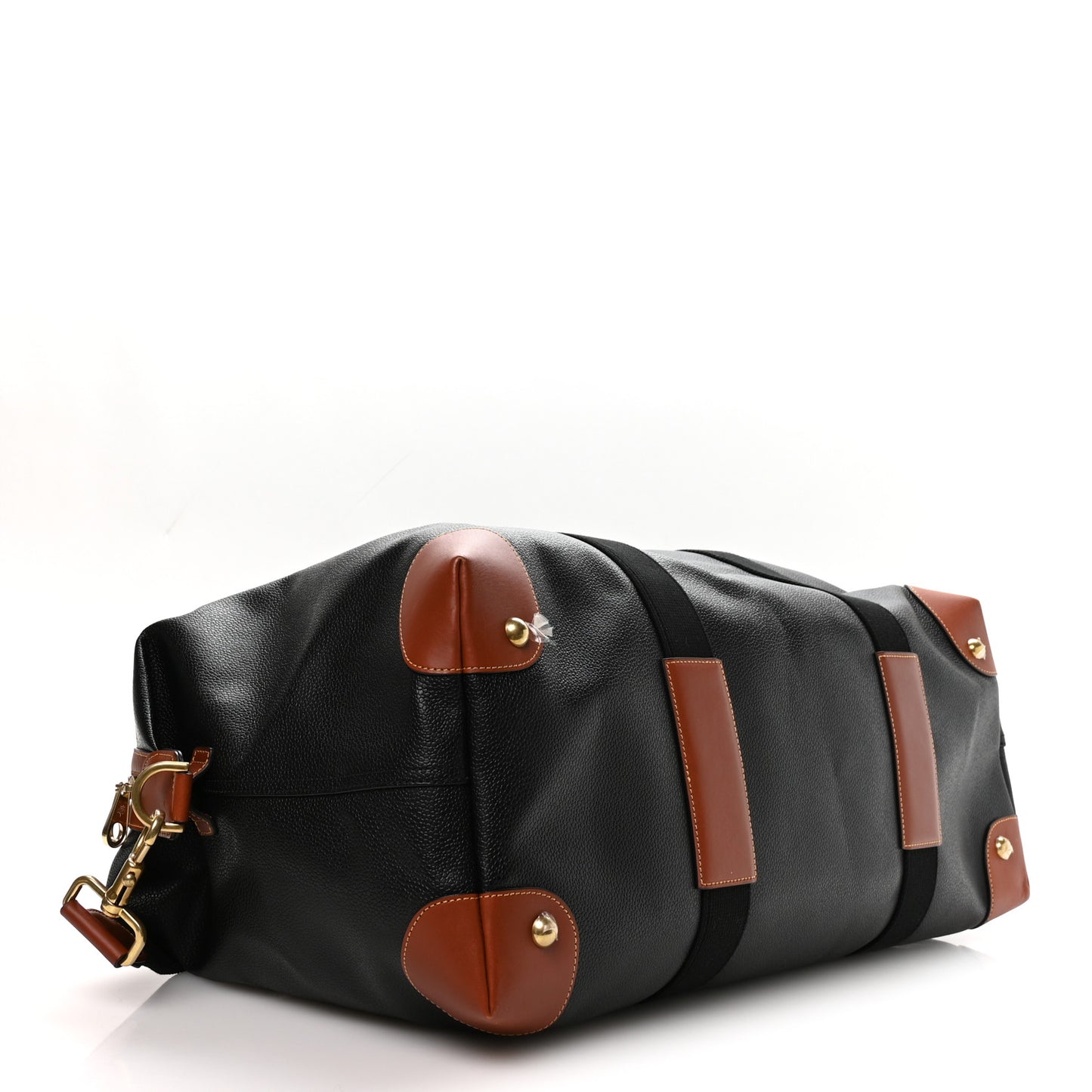 Eco Scotchgrain Calfskin Heritage Day Clipper Medium Duffle Bag Black Cognac