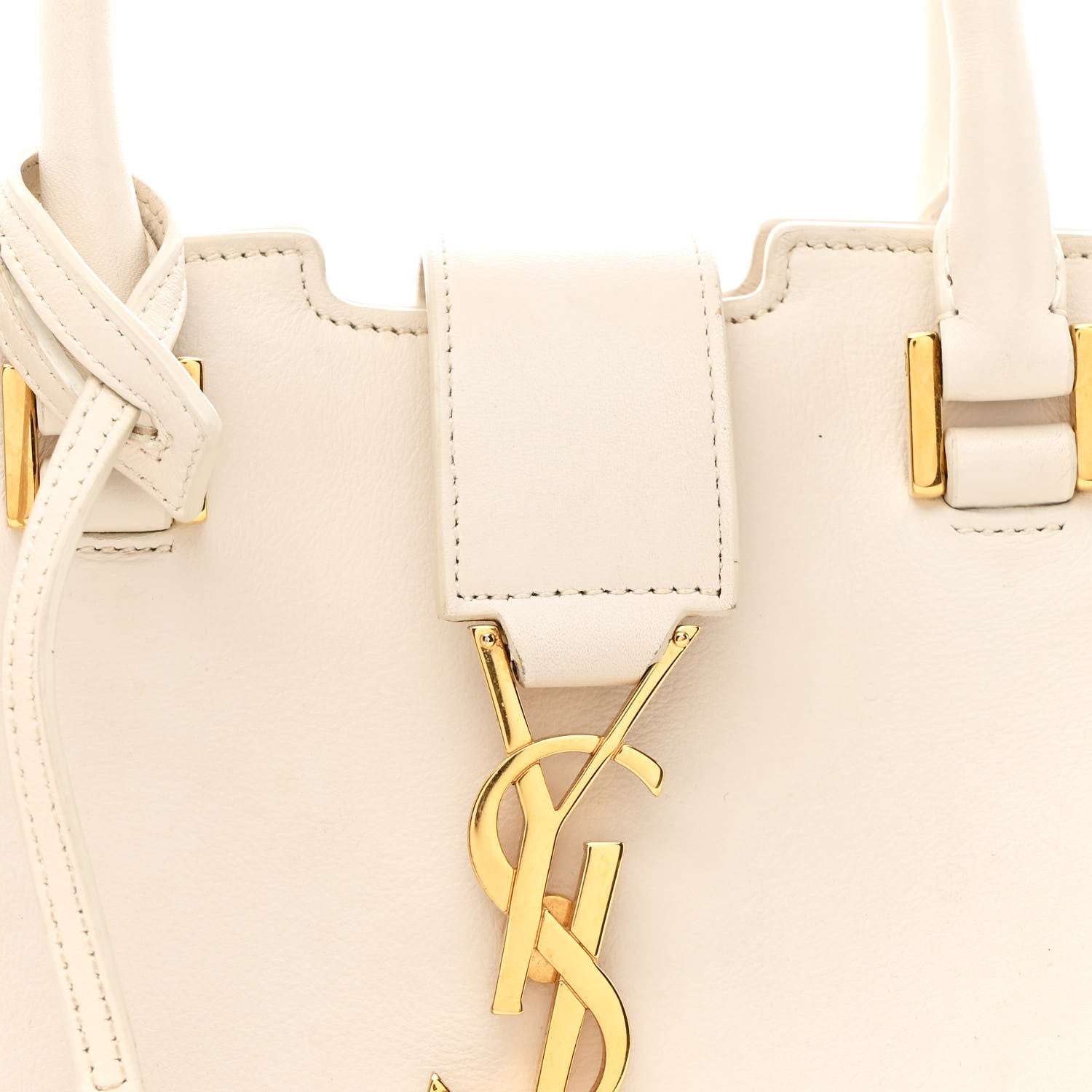 Saint Laurent Calfskin Baby Monogram Cabas Dove White 8 of 12