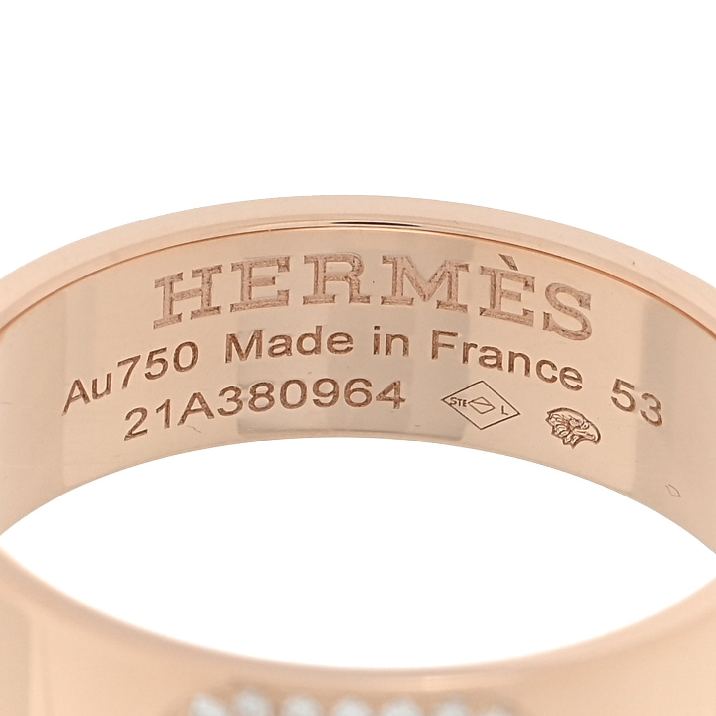 18K Rose Gold Diamond PM H D'Ancre Ring 53 6.5