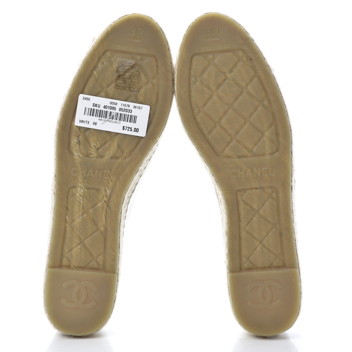 Chanel Lambskin CC Espadrilles 39 White 5 of 11