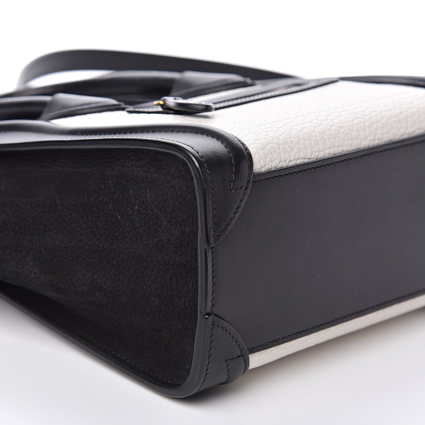 Bullhide Calfskin Nubuck Bi-Color Nano Luggage Black White