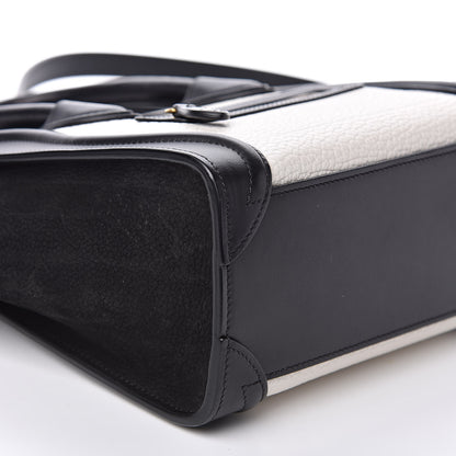 Celine Bullhide Calfskin Nubuck Bi-Color Nano Luggage Black White 8 of 10