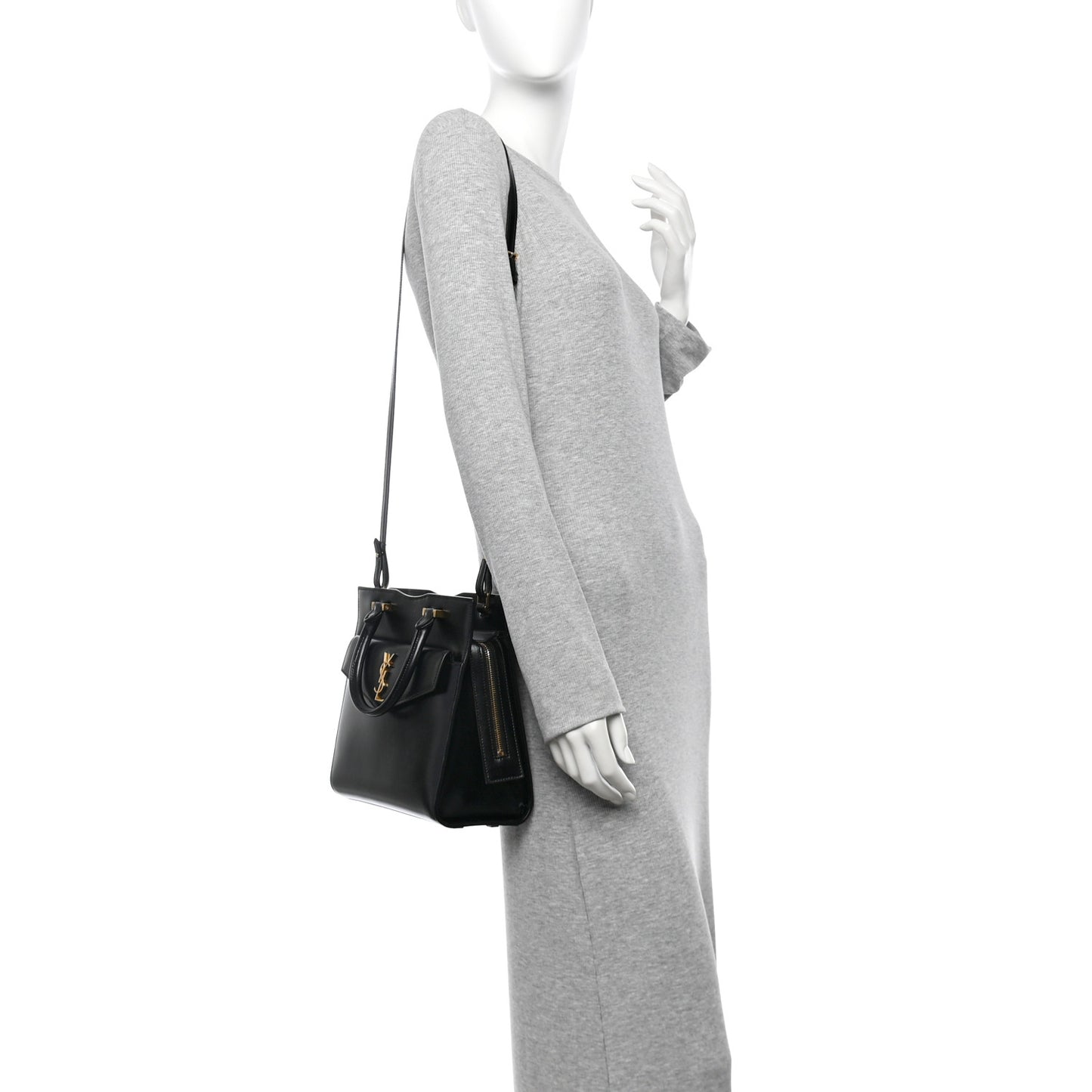Shiny Calfskin Small Uptown Tote Black