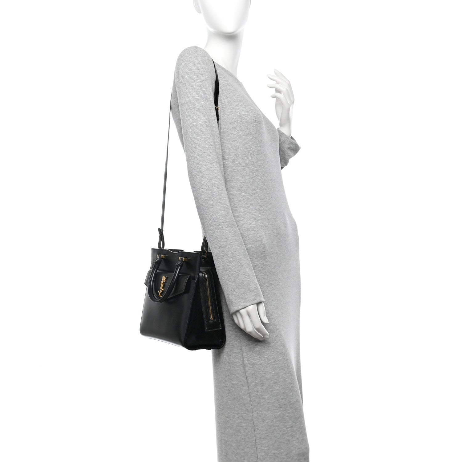 Saint Laurent Shiny Calfskin Small Uptown Tote Black 2 of 11