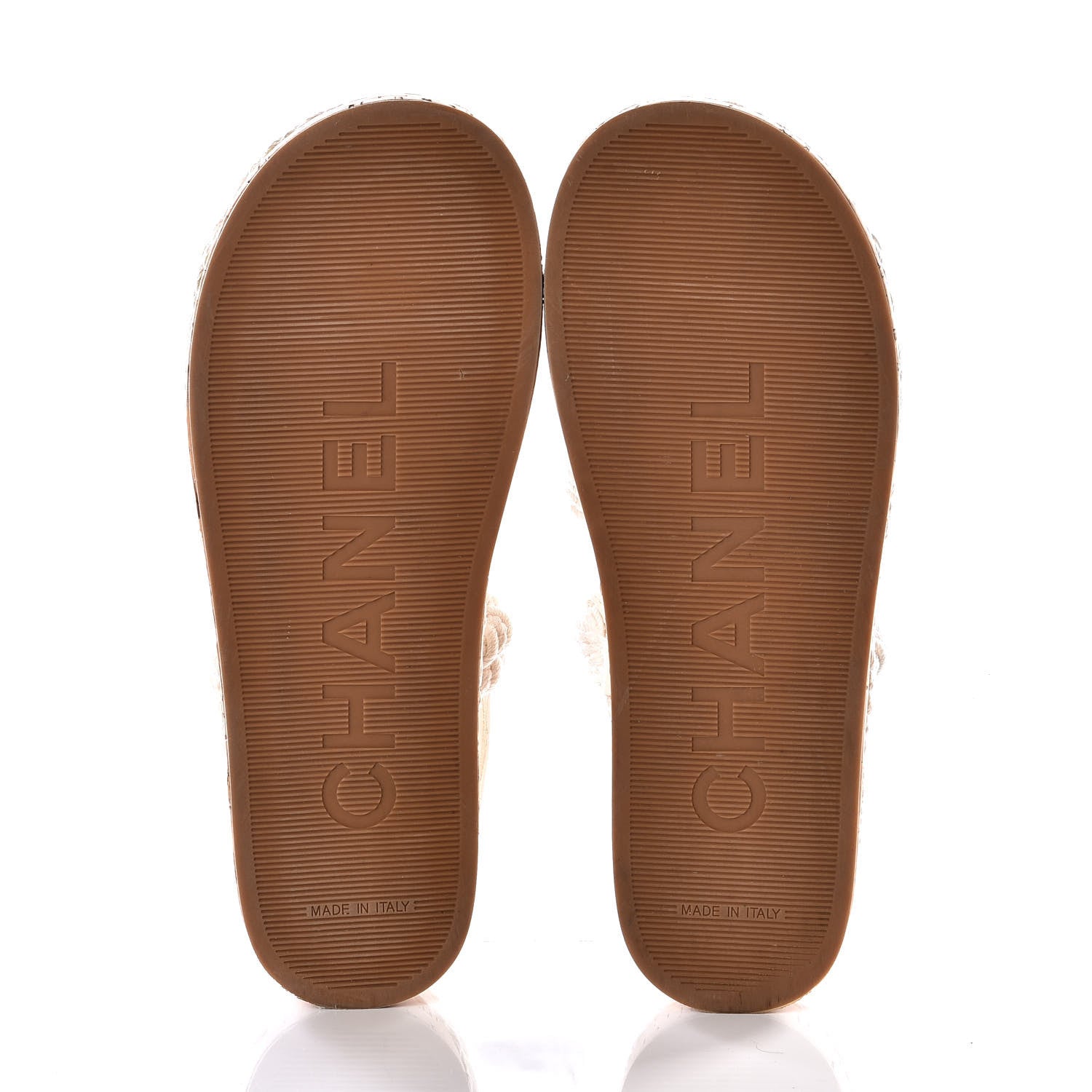 Chanel Cord Lambskin Quilted Logo Sandals 38 White 6 of 11