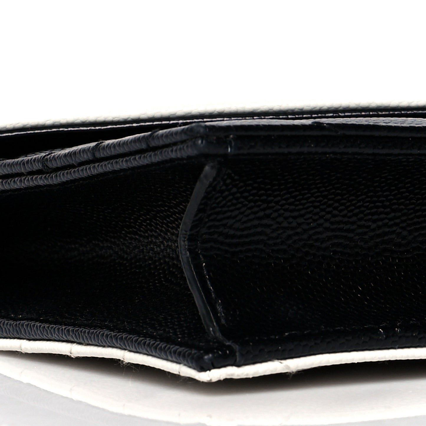 Grain De Poudre Matelasse Chevron Monogram Envelope Chain Wallet Pearl White Black