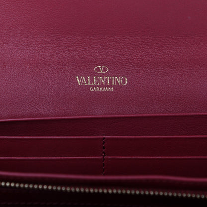 Valentino Garavani Vitello Rockstud Wristlet Travel Wallet Rubino 6 of 9