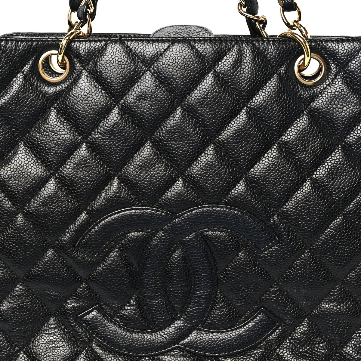 Caviar Quilted Petit Shopping Tote PST Black