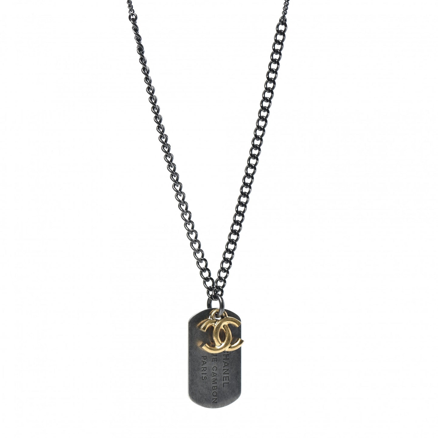 Ruthenium ID Dog Tag Charm Necklace Silver Gold