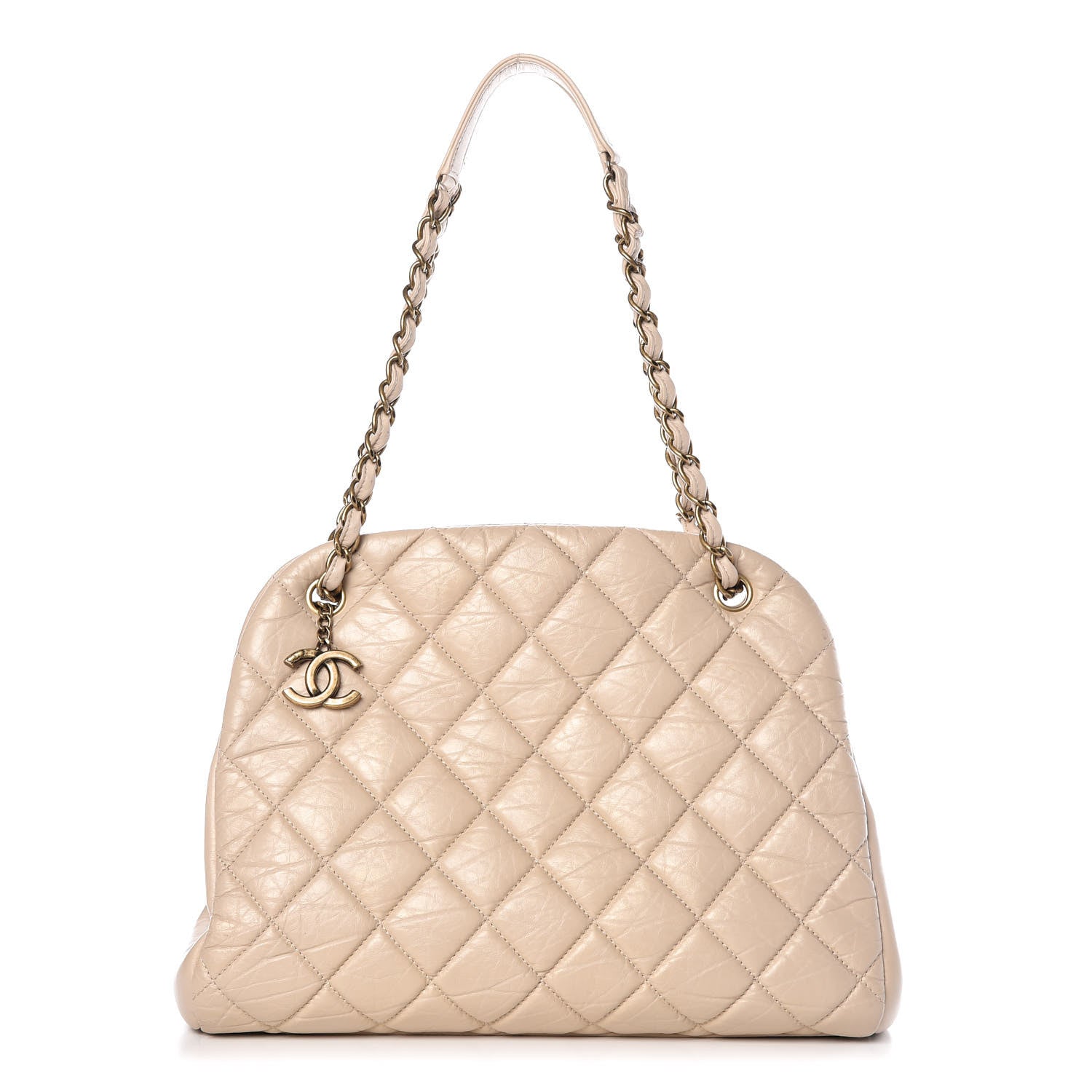 Chanel Aged Calfskin Large Just Mademoiselle Bowling Bag Beige 1 of 12