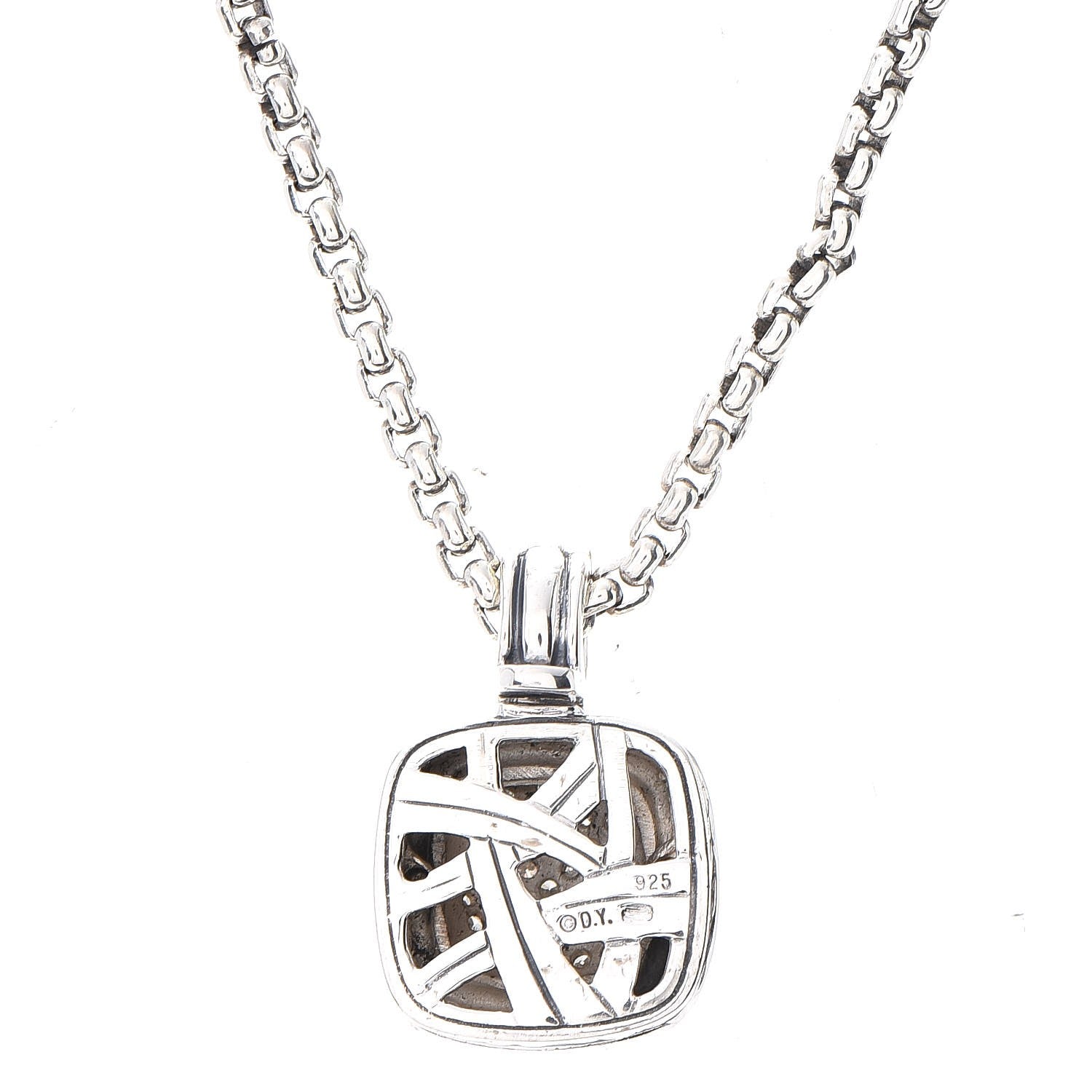 David Yurman Sterling Silver Diamond 11mm Petite Albion Necklace 5 of 6