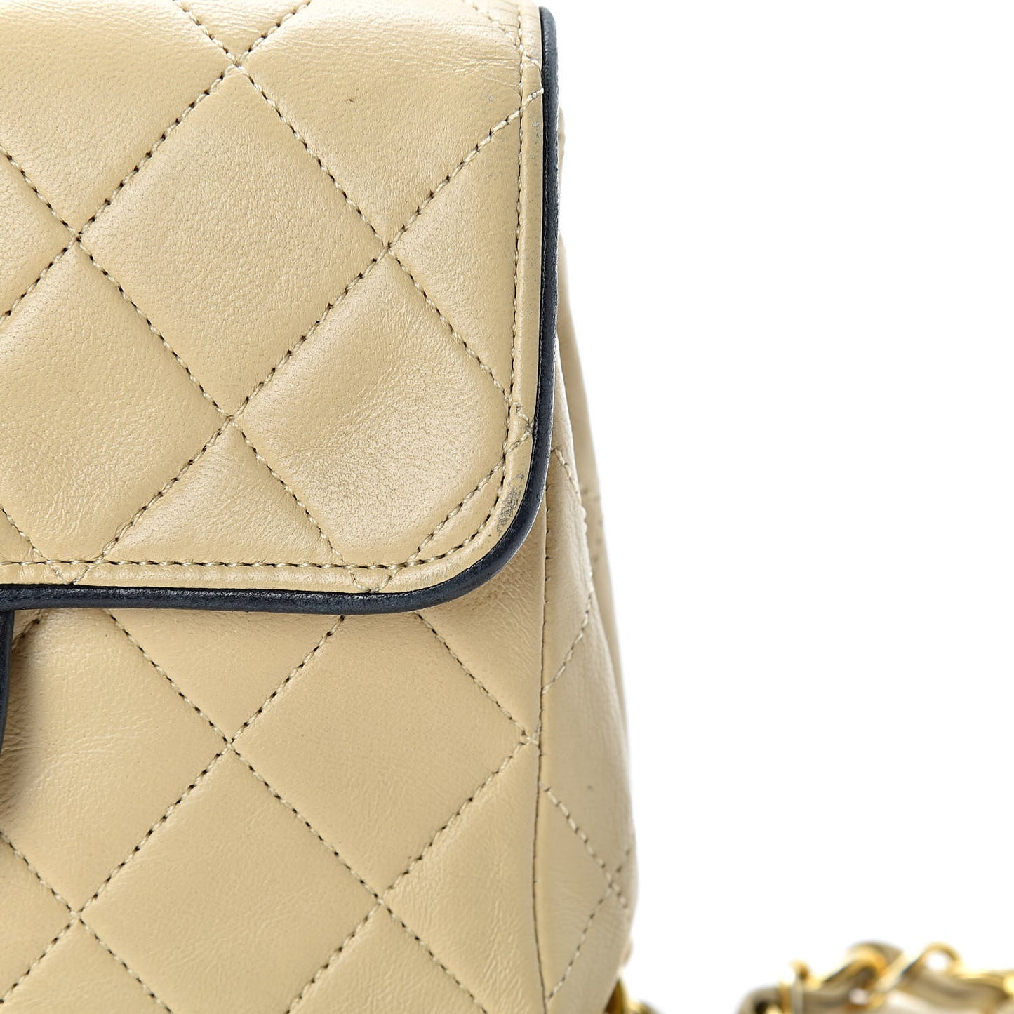 Lambskin Quilted Mini Square Flap Beige