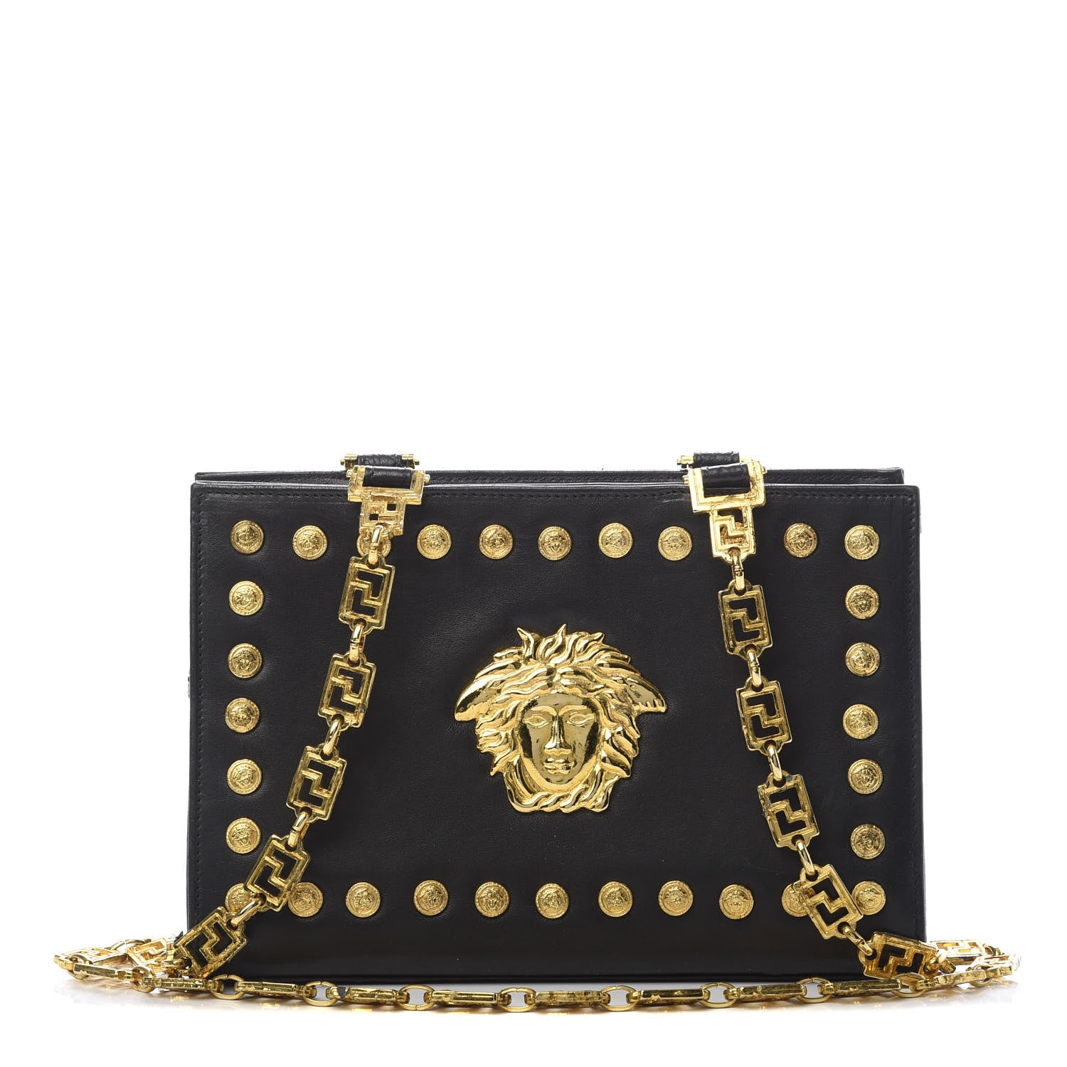 Versace Calfskin Medallion Tribute Chain Shoulder Bag Black 1 of 14