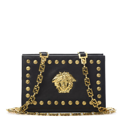 Versace Calfskin Medallion Tribute Chain Shoulder Bag Black 1 of 14