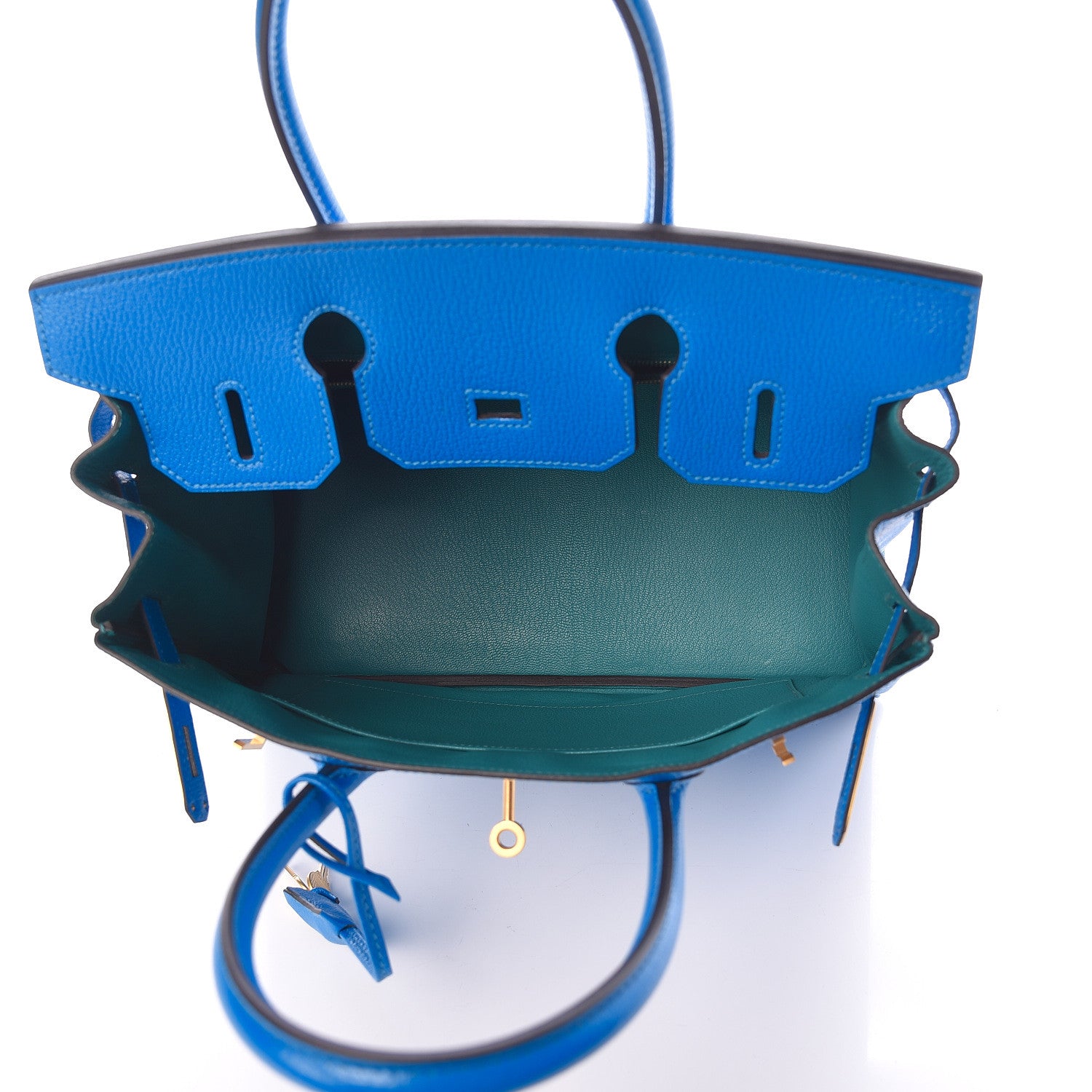 Hermes Chevre Mysore Horseshoe Birkin 30 Bleu Hydra Bleu Paon 7 of 34