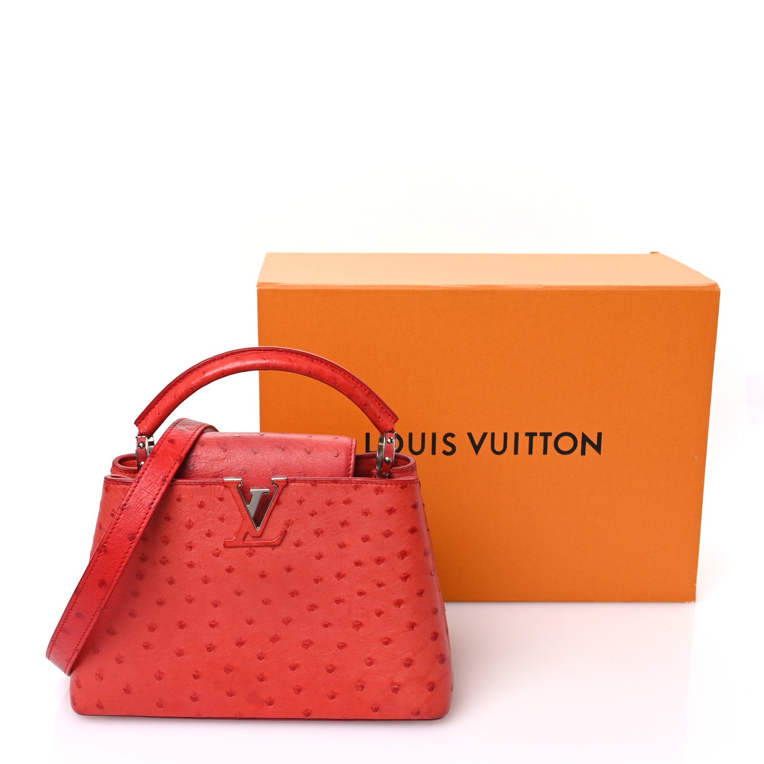 Louis Vuitton Ostrich Capucines BB Coquelicot 14 of 14