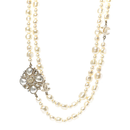 Chanel Graduated Pearl Crystal CC Multi Strand Necklace Gold 1 of 5