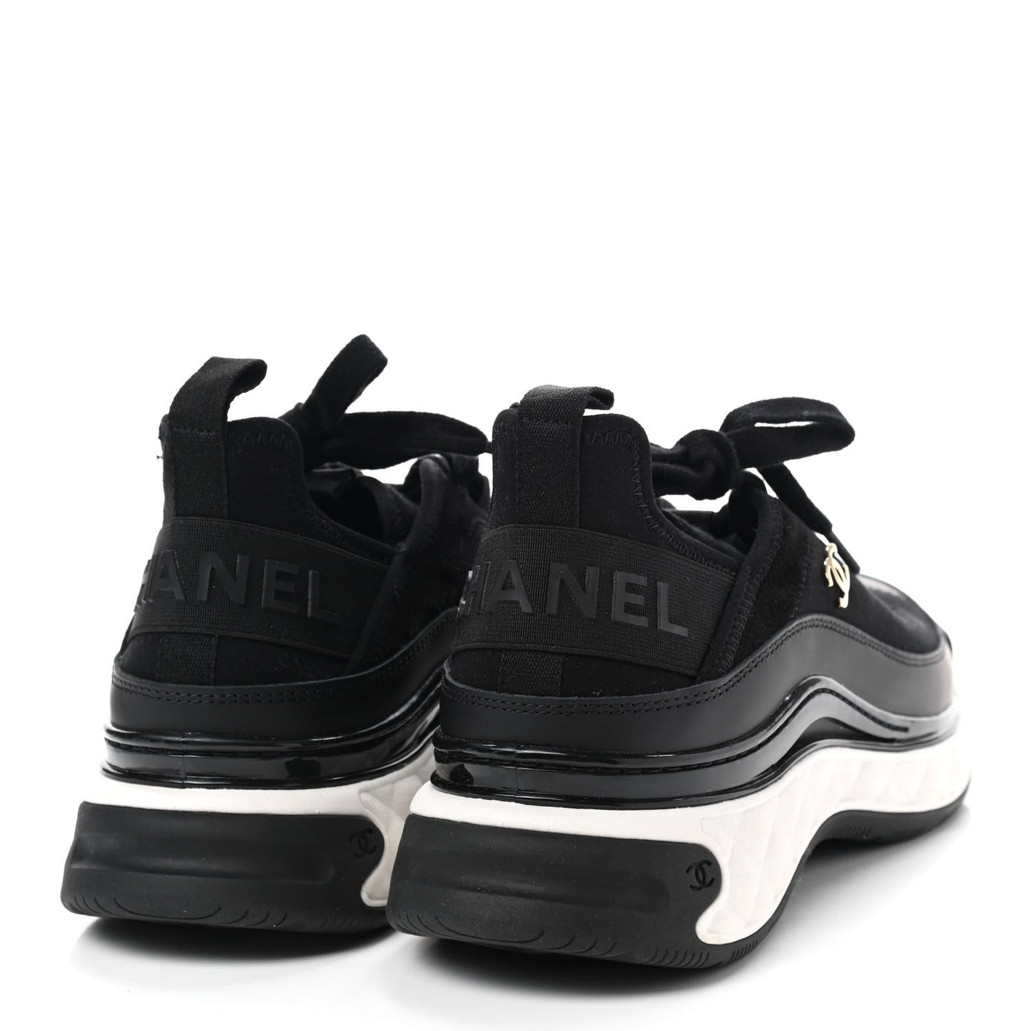 Velvet Calfskin Mixed Fibers CC Sneakers 39.5 Black
