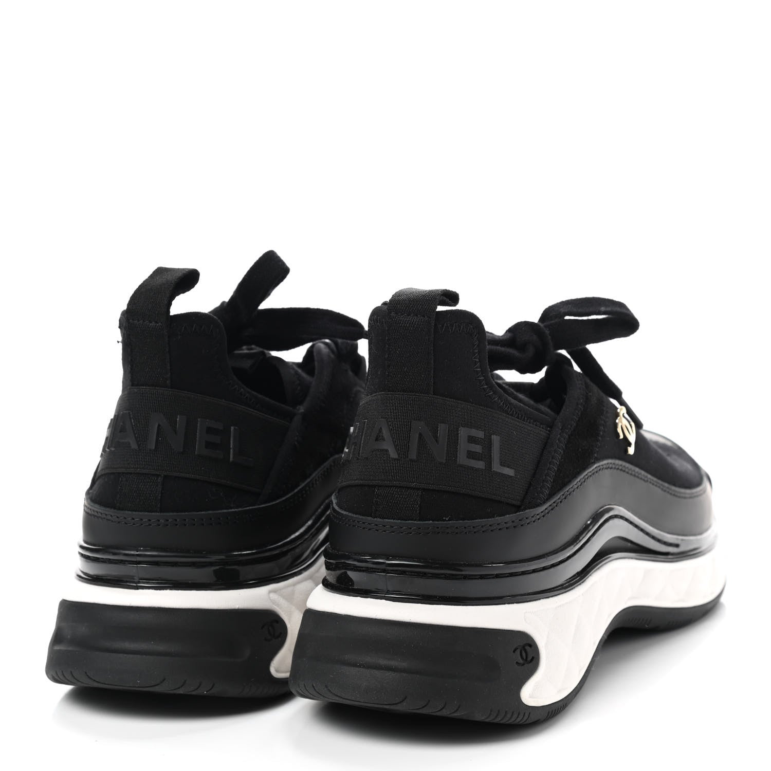 Chanel Velvet Calfskin Mixed Fibers CC Sneakers 39.5 Black 4 of 7