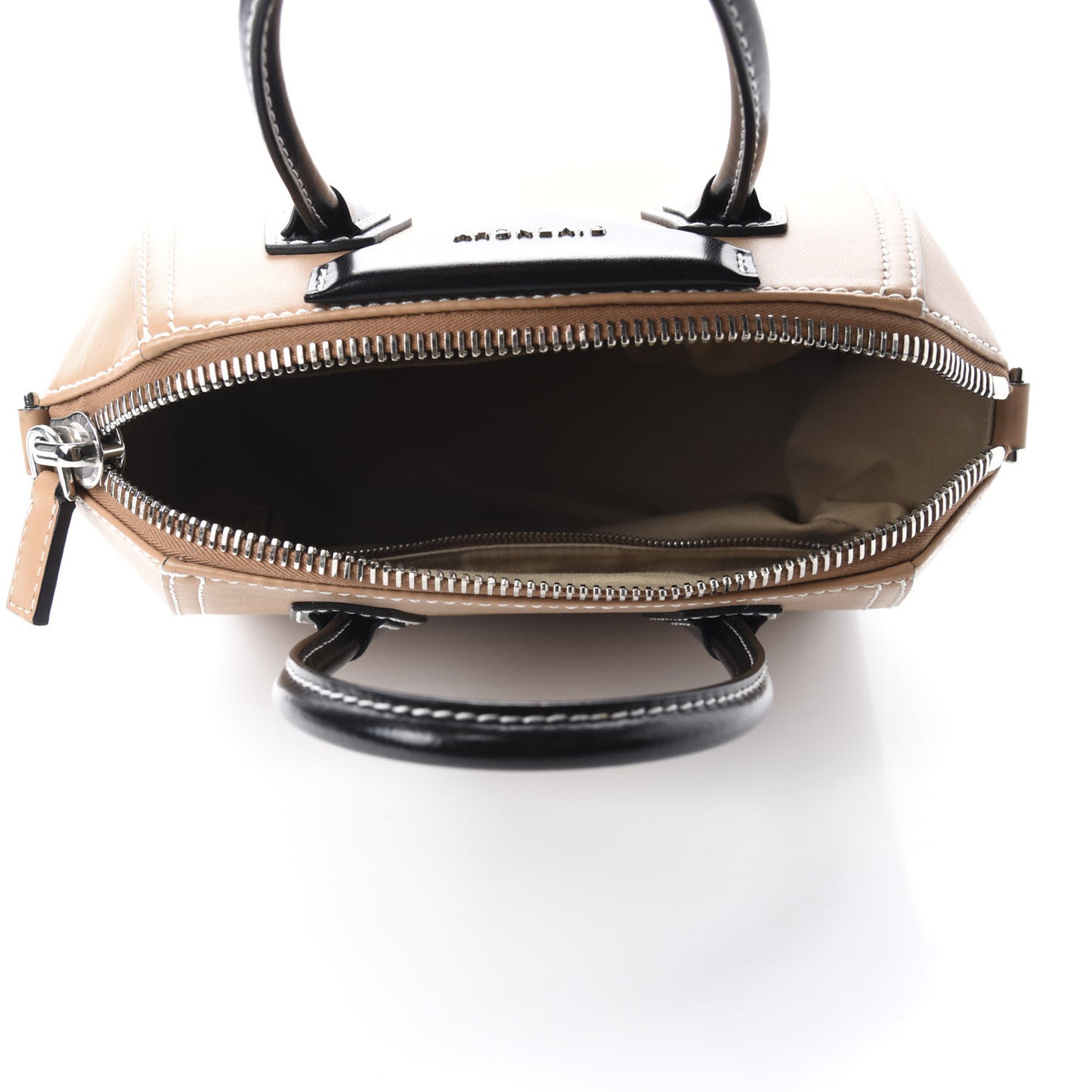 Calfskin Small Topstitch Bi-Color Antigona Beige Black