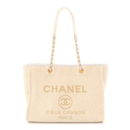 Chanel Lurex Boucle Small Deauville Tote Ivory 1 of 14