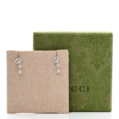 Gucci 18K White Gold Diamond Double G Flower Drop Earrings 6 of 6