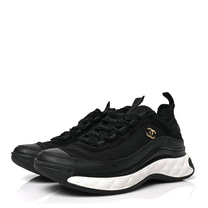 Chanel Velvet Calfskin Mixed Fibers CC Sneakers 38.5 Black 3 of 8