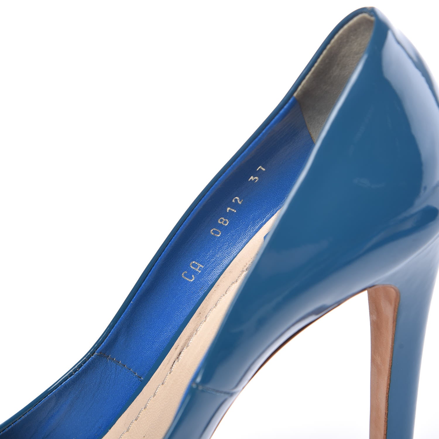 Christian Dior Patent Miss Dior Peep Toe Pumps 37 Blue 10 of 13