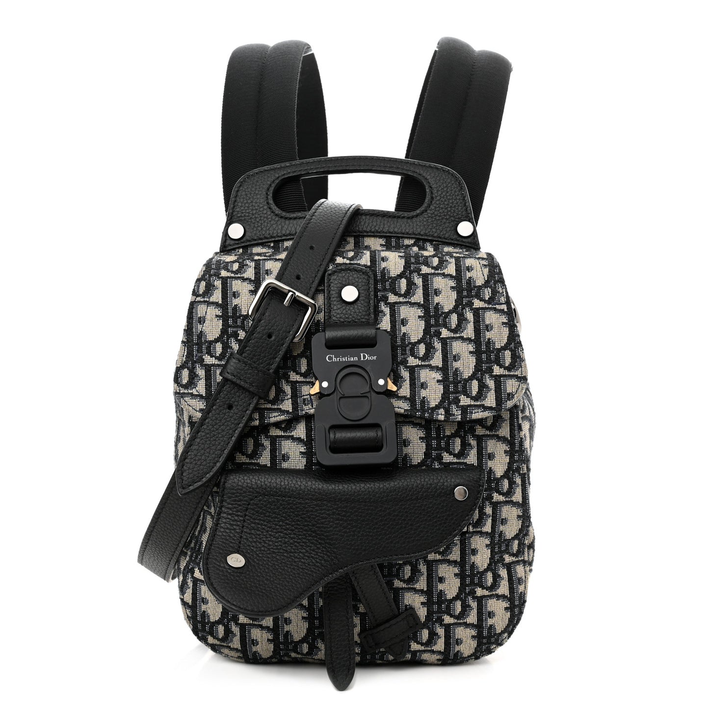 HOMME Oblique Calfskin Mens Mini Saddle Backpack Navy Blue